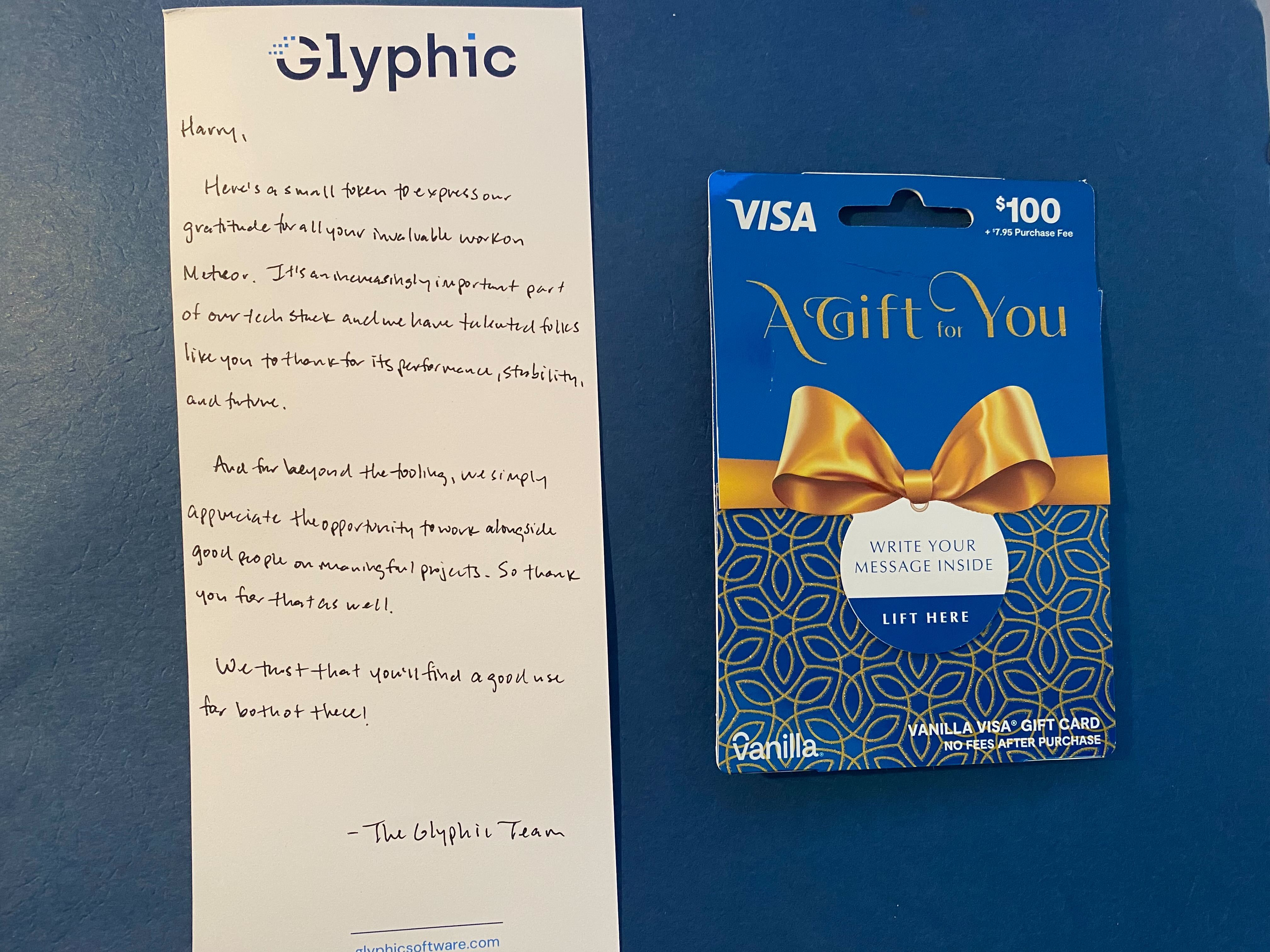 Thank you note from Glyphic Software